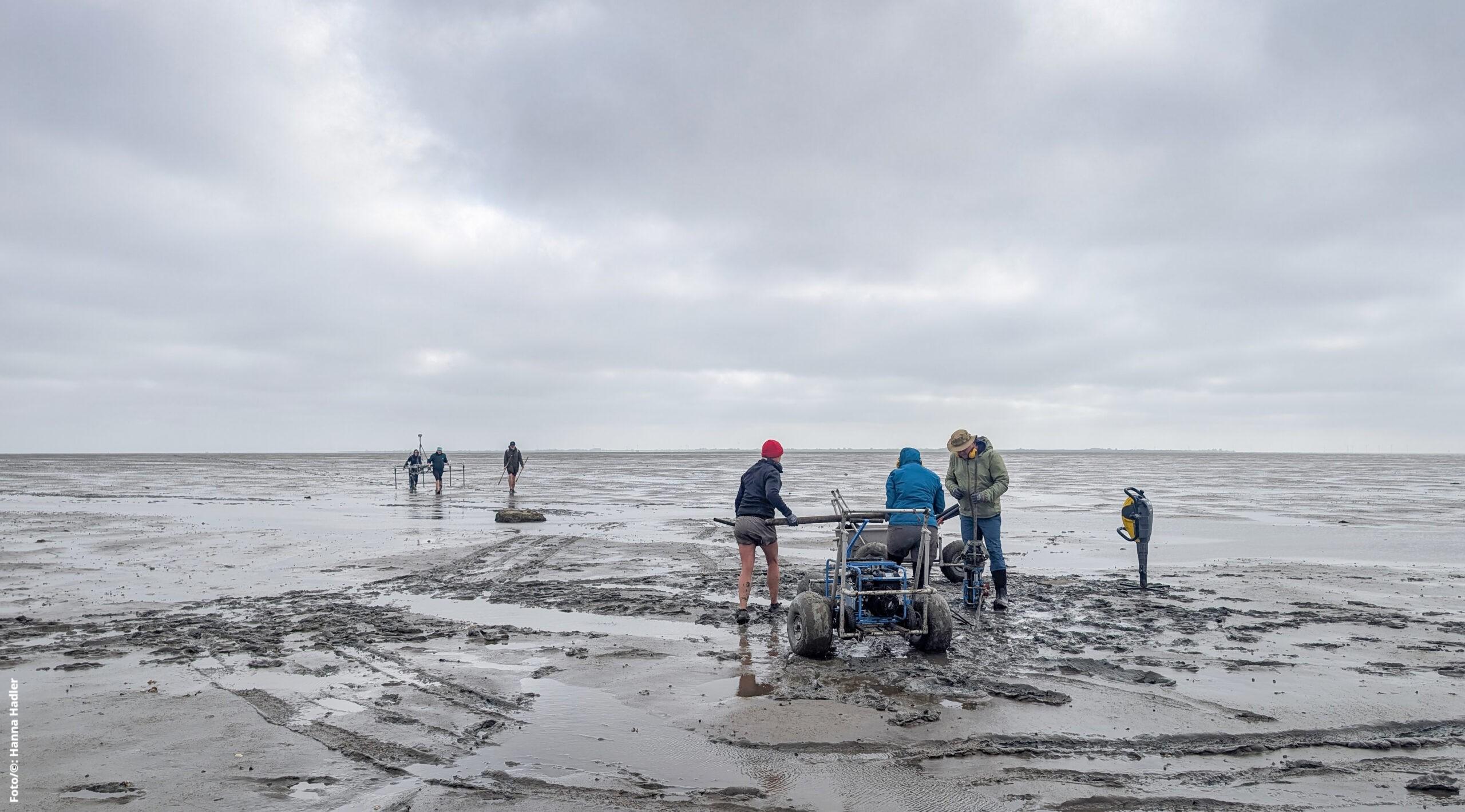 Mit Geophysik und Bohrungen werden im nordfriesischen Watt Kulturspuren erfasst, die über archäologische Grabungen nicht erreichbar sind. (Foto/©: Hanna Hadler)